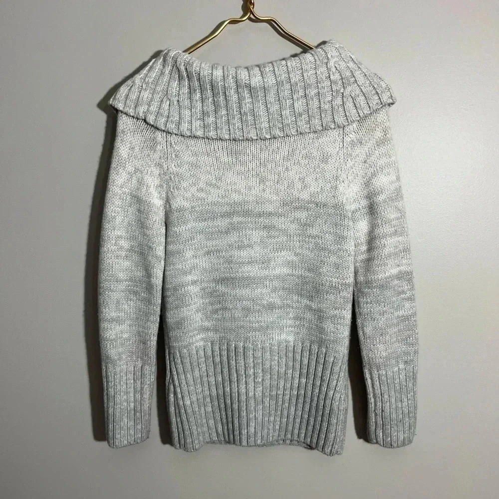 White House Black Market‎ Gray Cowl Neck Marl Knit Sweater Womens Small - Picture 3 of 3